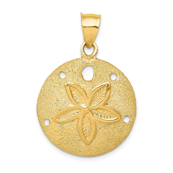 Lovely Rita's Pendants & Charms 14k Yellow Gold Solid Textured Polish Finish Laser Cut Sea Sand Dollar Charm Pendant