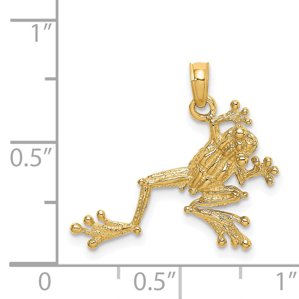 Lovely Rita's Pendants & Charms 14K Yellow Gold Solid Textured Polished Finish 2-Dimensional Frog Charm Pendant