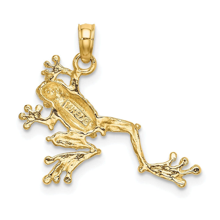 Lovely Rita's Pendants & Charms 14K Yellow Gold Solid Textured Polished Finish 2-Dimensional Frog Charm Pendant