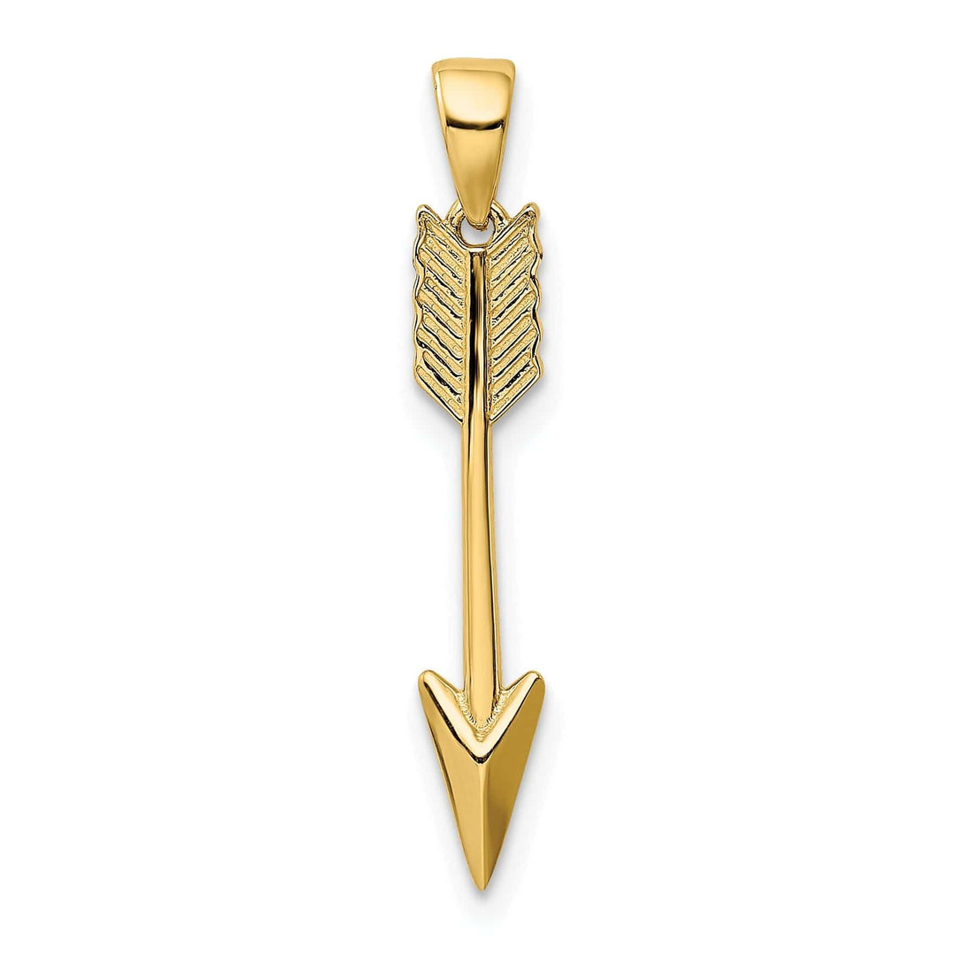 Lovely Rita's Pendants & Charms 14K Yellow Gold Solid Textured Polished Finish 3-D Arrow Charm Pendant
