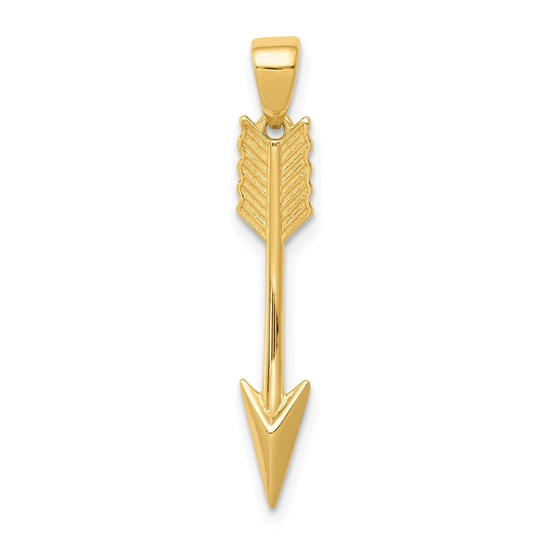 Lovely Rita's Pendants & Charms 14K Yellow Gold Solid Textured Polished Finish 3-D Arrow Charm Pendant