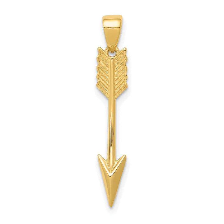 Lovely Rita's Pendants & Charms 14K Yellow Gold Solid Textured Polished Finish 3-D Arrow Charm Pendant