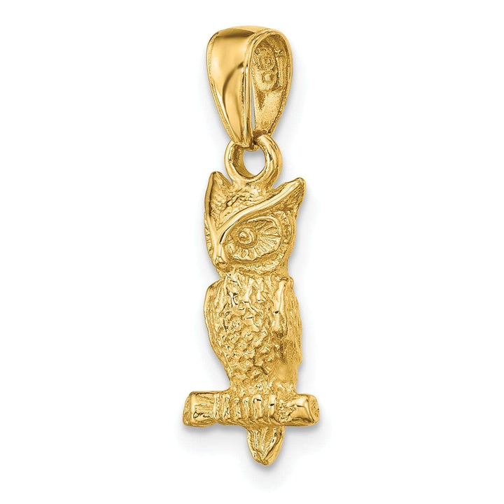 Lovely Rita's Pendants & Charms 14K Yellow Gold Solid Textured Polished Finish 3-Dimensional Owl Charm Pendant