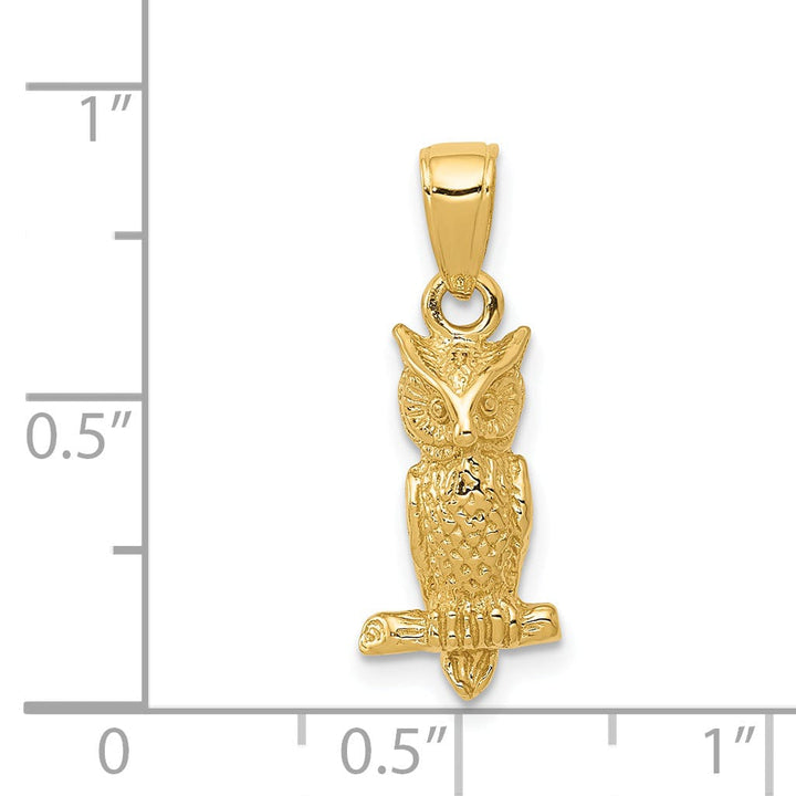 Lovely Rita's Pendants & Charms 14K Yellow Gold Solid Textured Polished Finish 3-Dimensional Owl Charm Pendant