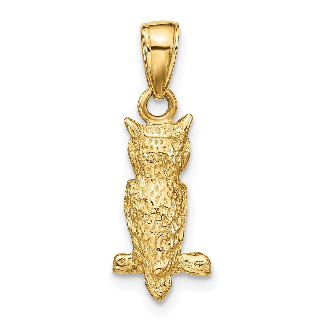 Lovely Rita's Pendants & Charms 14K Yellow Gold Solid Textured Polished Finish 3-Dimensional Owl Charm Pendant