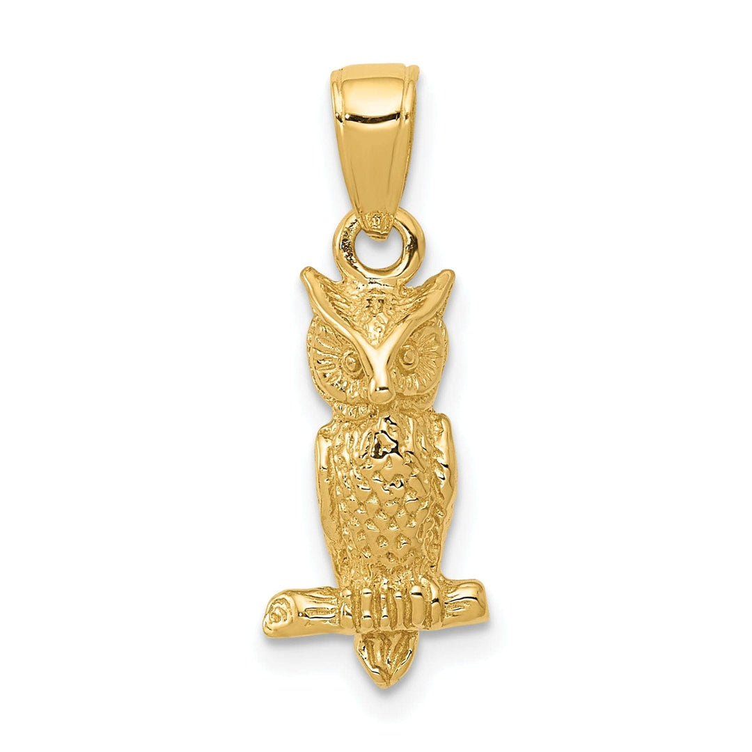 Lovely Rita's Pendants & Charms 14K Yellow Gold Solid Textured Polished Finish 3-Dimensional Owl Charm Pendant