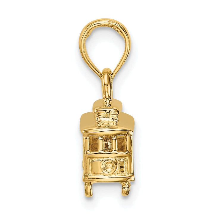 Lovely Rita's Pendants & Charms 14k Yellow Gold Solid Textured Polished Finish 3-Dimensional Trolley Car Charm Pendant