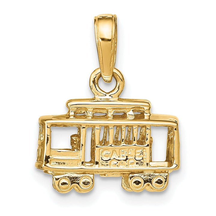Lovely Rita's Pendants & Charms 14k Yellow Gold Solid Textured Polished Finish 3-Dimensional Trolley Car Charm Pendant
