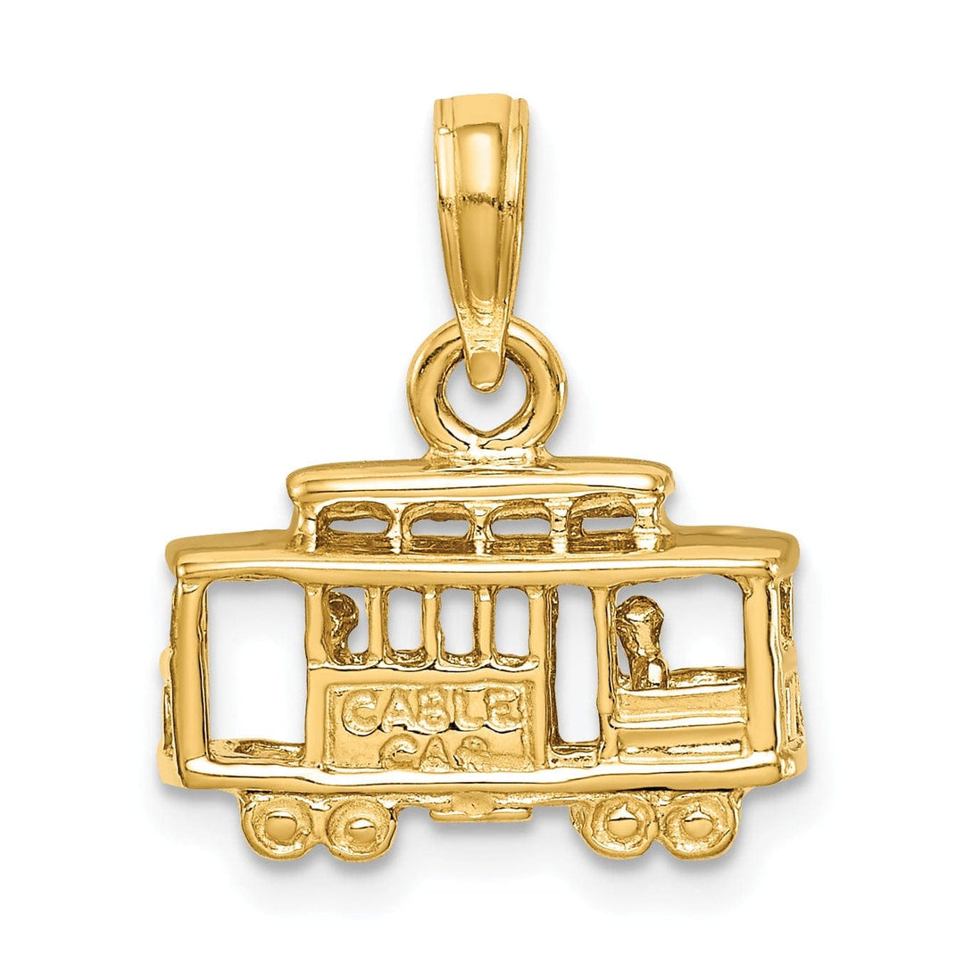 Lovely Rita's Pendants & Charms 14k Yellow Gold Solid Textured Polished Finish 3-Dimensional Trolley Car Charm Pendant