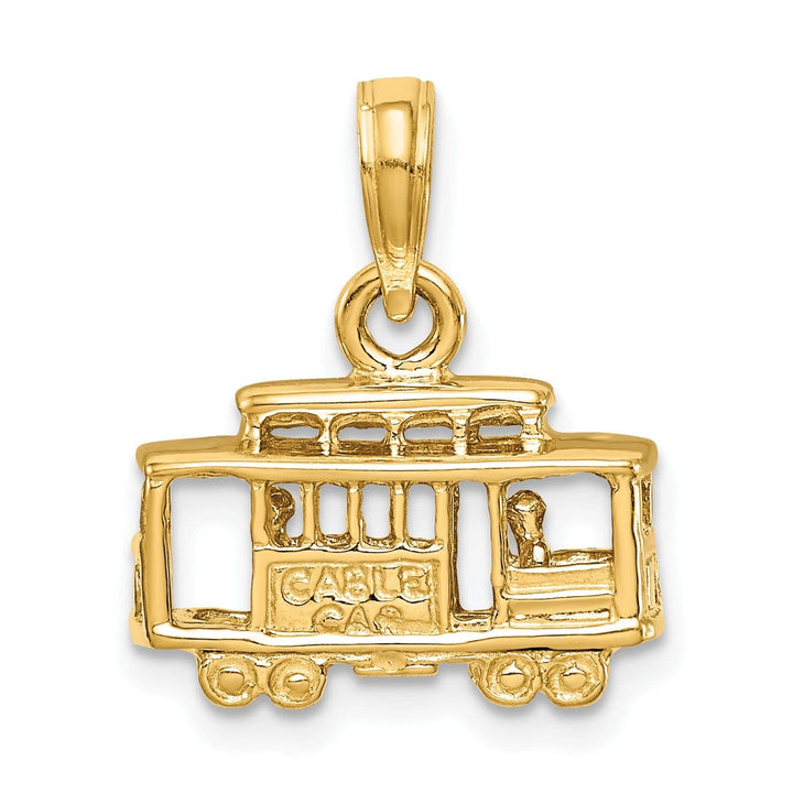 Lovely Rita's Pendants & Charms 14k Yellow Gold Solid Textured Polished Finish 3-Dimensional Trolley Car Charm Pendant
