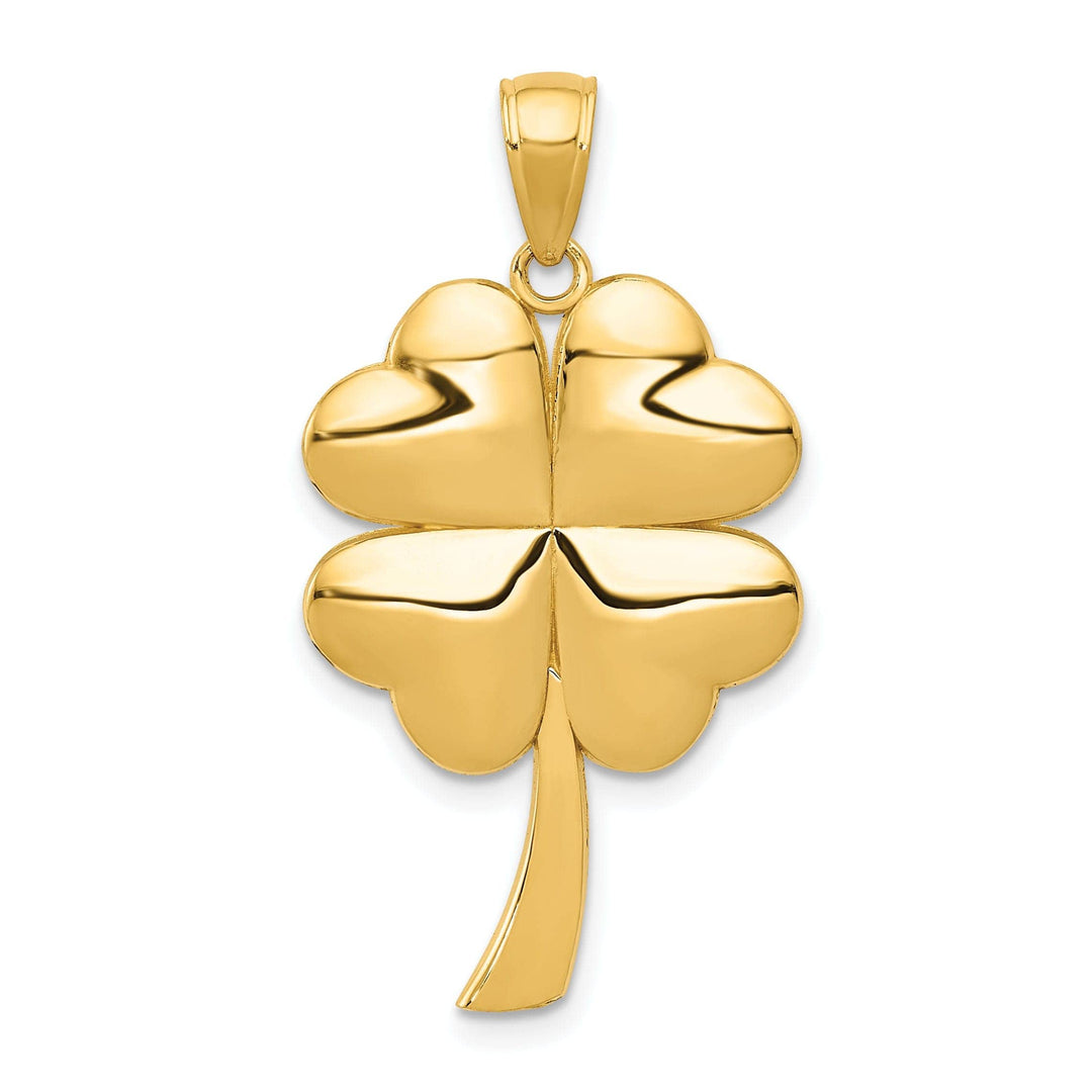 Lovely Rita's Pendants & Charms 14k Yellow Gold Solid Textured Polished Finish 4-Leaf Clover Charm Pendant