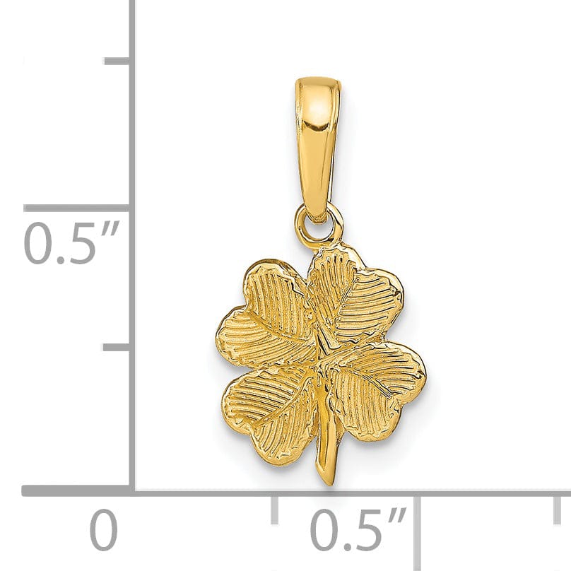 Lovely Rita's Pendants & Charms 14k Yellow Gold Solid Textured Polished Finish 4 Leaf Clover Design Charm Pendant