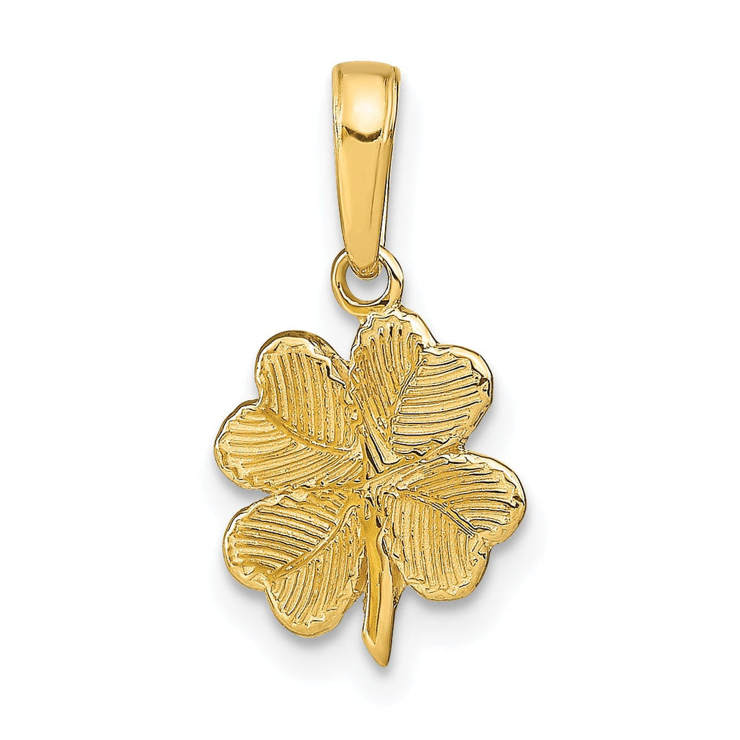 Lovely Rita's Pendants & Charms 14k Yellow Gold Solid Textured Polished Finish 4 Leaf Clover Design Charm Pendant