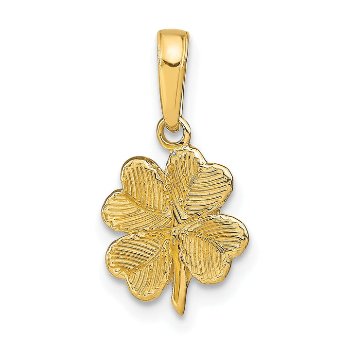 Lovely Rita's Pendants & Charms 14k Yellow Gold Solid Textured Polished Finish 4 Leaf Clover Design Charm Pendant