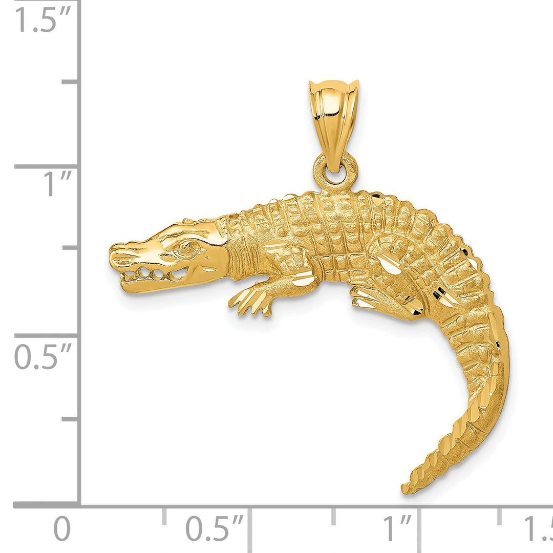 Lovely Rita's Pendants & Charms 14k Yellow Gold Solid Textured Polished Finish Alligator Charm Pendant