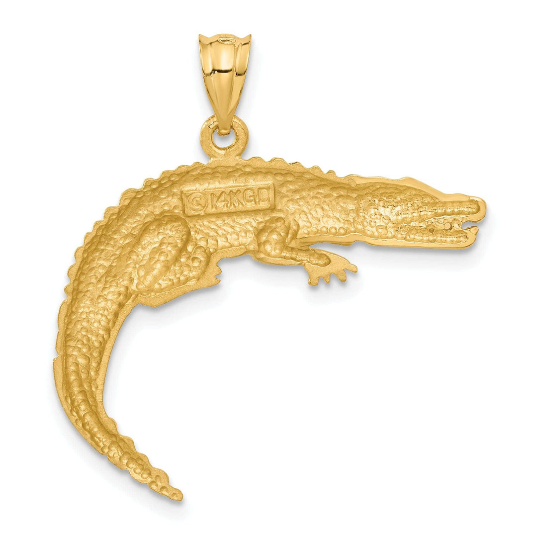 Lovely Rita's Pendants & Charms 14k Yellow Gold Solid Textured Polished Finish Alligator Charm Pendant