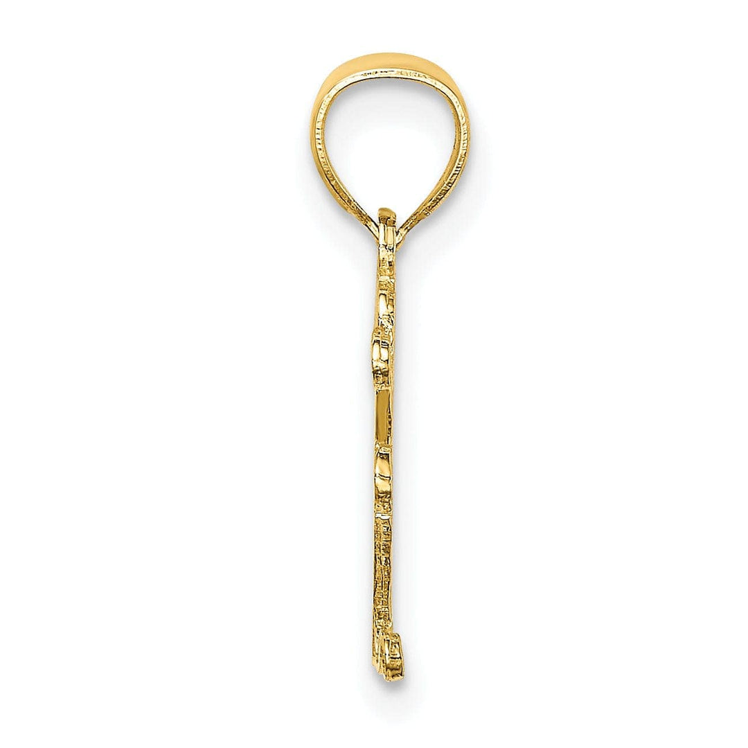 Lovely Rita's Pendants & Charms 14k Yellow Gold Solid Textured Polished Finish BEST MOM Script Design Charm Pendant