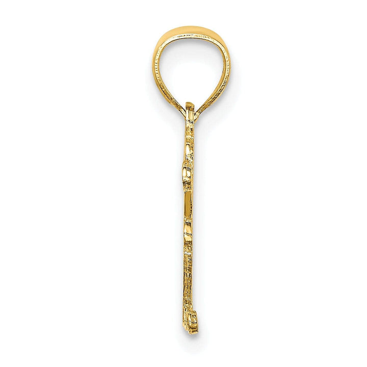 Lovely Rita's Pendants & Charms 14k Yellow Gold Solid Textured Polished Finish BEST MOM Script Design Charm Pendant