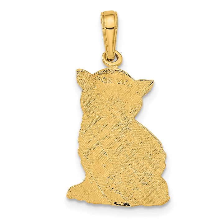 Lovely Rita's Pendants & Charms 14k Yellow Gold Solid Textured Polished Finish Cat Charm Pendant