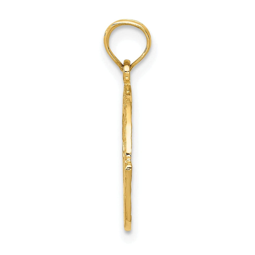 Lovely Rita's Pendants & Charms 14k Yellow Gold Solid Textured Polished Finish Claddagh Design Charm Pendant