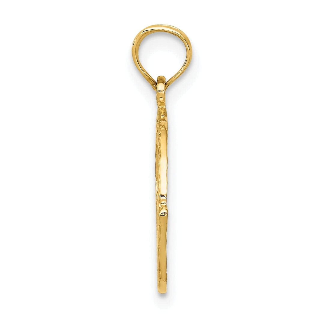 Lovely Rita's Pendants & Charms 14k Yellow Gold Solid Textured Polished Finish Claddagh Design Charm Pendant