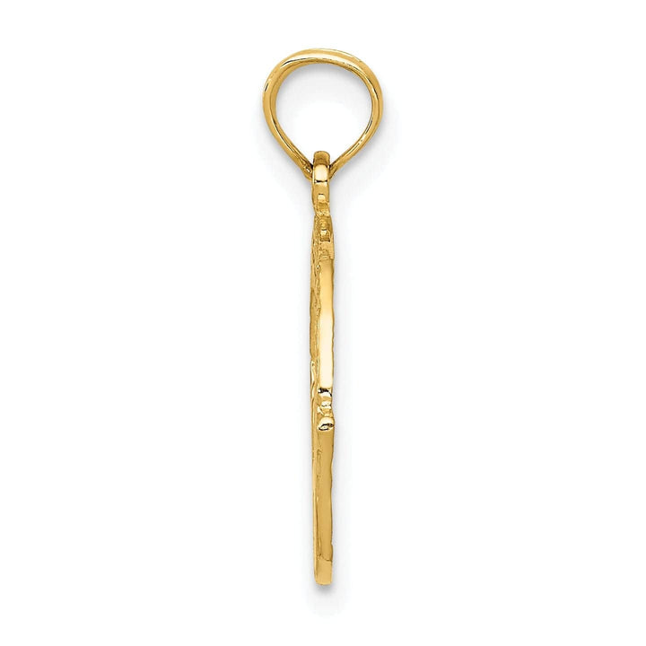 Lovely Rita's Pendants & Charms 14k Yellow Gold Solid Textured Polished Finish Claddagh Design Charm Pendant