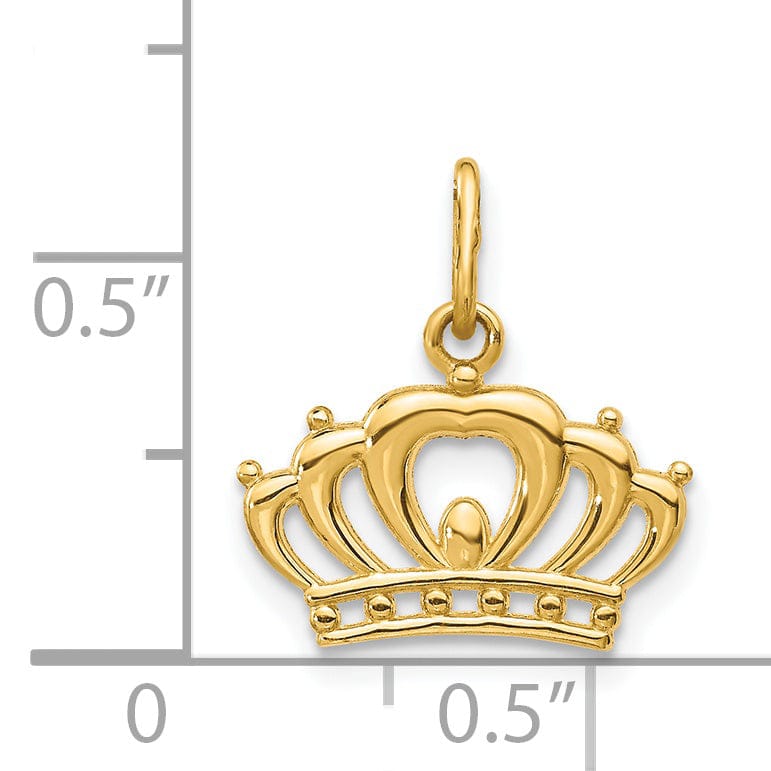 Lovely Rita's Pendants & Charms 14k Yellow Gold Solid Textured Polished Finish Crown Design Charm Pendant