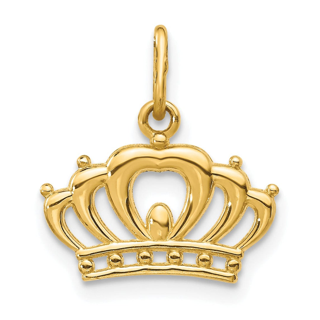 Lovely Rita's Pendants & Charms 14k Yellow Gold Solid Textured Polished Finish Crown Design Charm Pendant