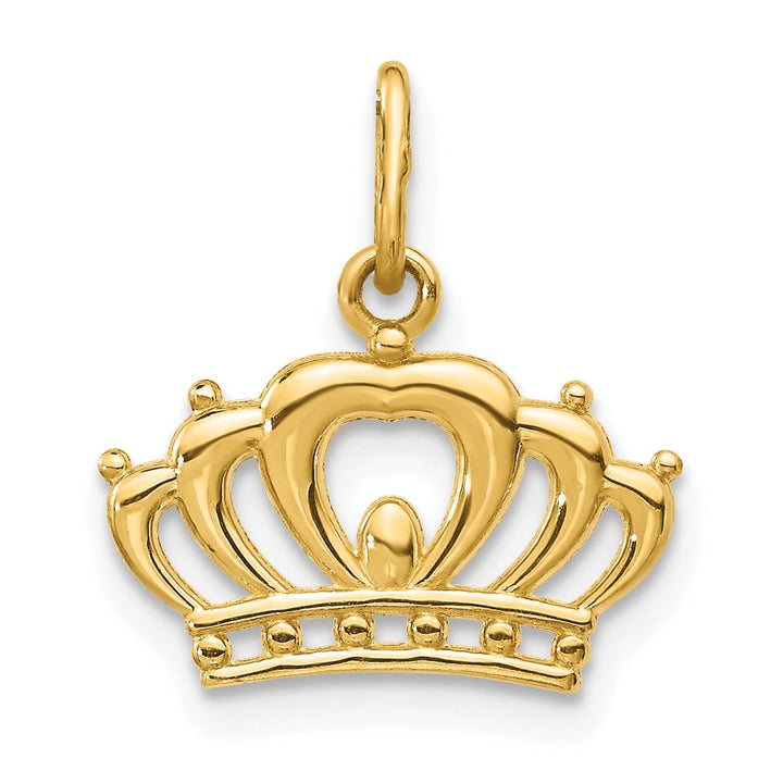 Lovely Rita's Pendants & Charms 14k Yellow Gold Solid Textured Polished Finish Crown Design Charm Pendant