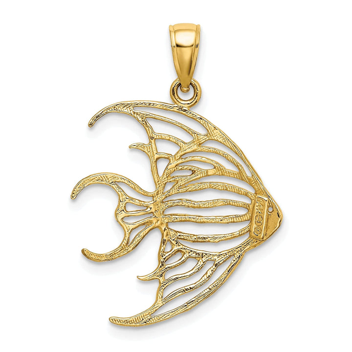 Lovely Rita's Pendants & Charms 14K Yellow Gold Solid Textured Polished Finish Cut Out ANGELFISH Charm Pendant