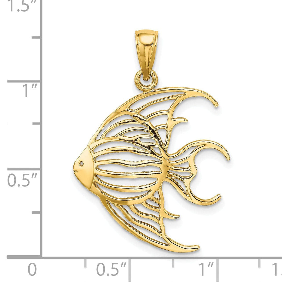 Lovely Rita's Pendants & Charms 14K Yellow Gold Solid Textured Polished Finish Cut Out ANGELFISH Charm Pendant