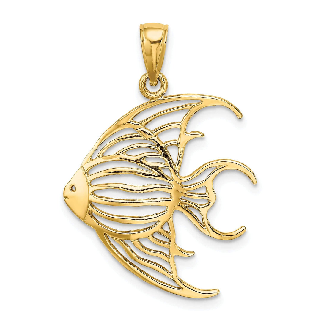 Lovely Rita's Pendants & Charms 14K Yellow Gold Solid Textured Polished Finish Cut Out ANGELFISH Charm Pendant