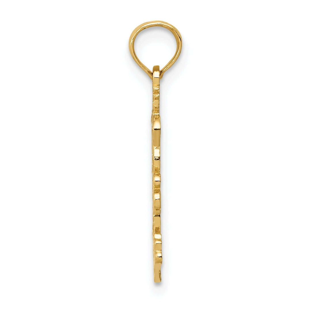 Lovely Rita's Pendants & Charms 14k Yellow Gold Solid Textured Polished Finish Double Palm Trees CharmPendant