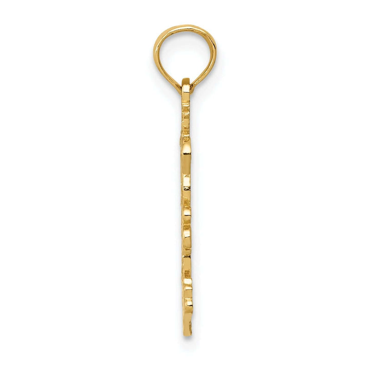 Lovely Rita's Pendants & Charms 14k Yellow Gold Solid Textured Polished Finish Double Palm Trees CharmPendant