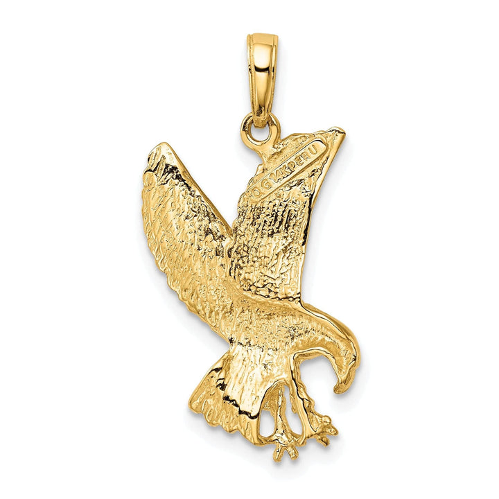 Lovely Rita's Pendants & Charms 14k Yellow Gold Solid Textured Polished Finish Eagle Landing Mens Charm Pendant