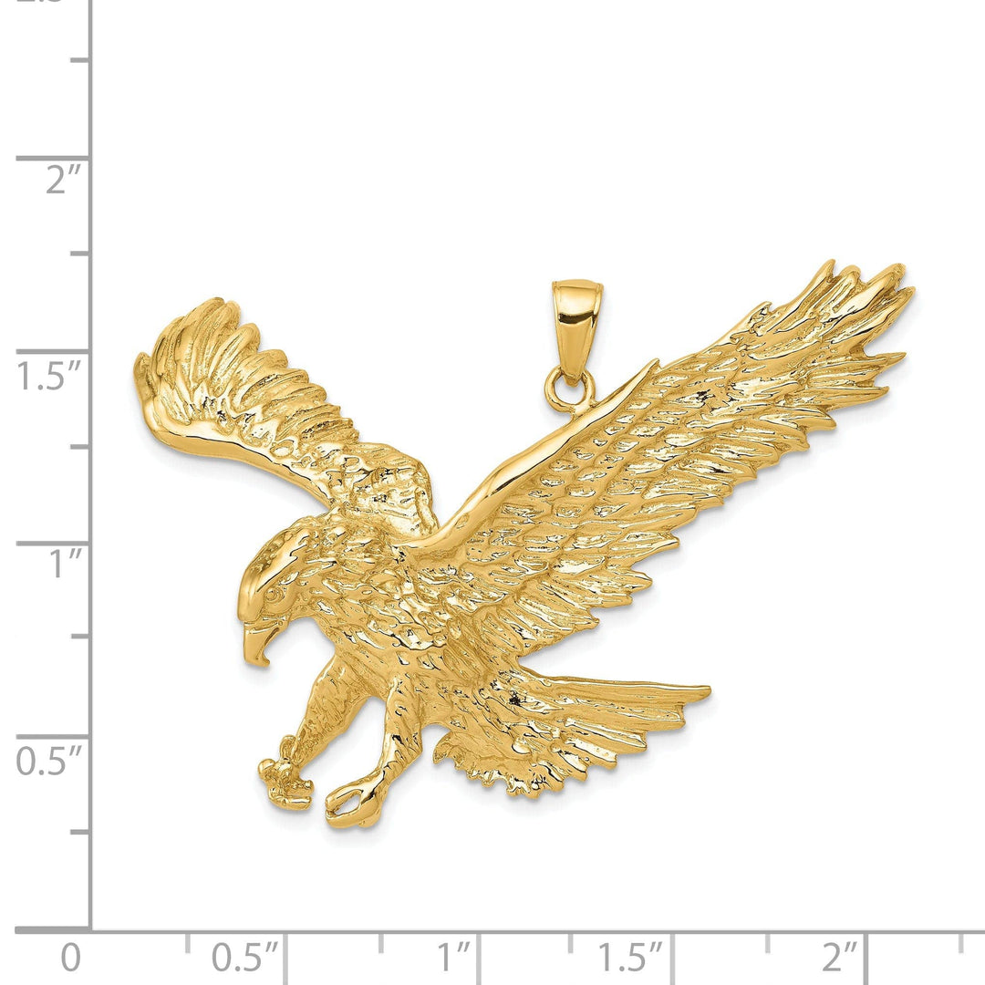 Lovely Rita's Pendants & Charms 14k Yellow Gold Solid Textured Polished Finish Eagle Mens Charm Pendant