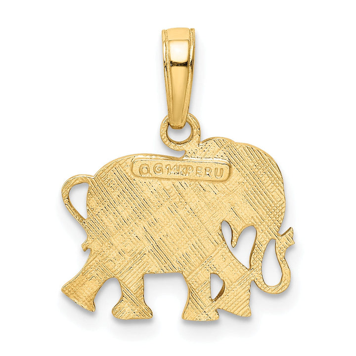 Lovely Rita's Pendants & Charms 14k Yellow Gold Solid Textured Polished Finish Elephant Design Charm Pendant