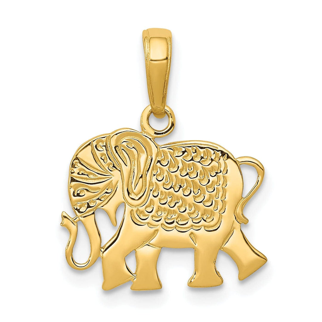 Lovely Rita's Pendants & Charms 14k Yellow Gold Solid Textured Polished Finish Elephant Design Charm Pendant