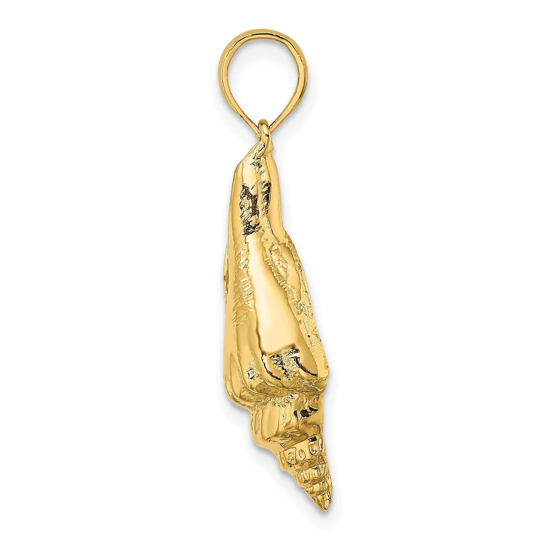 Lovely Rita's Pendants & Charms 14K Yellow Gold Solid Textured Polished Finish Elongated Shell Charm Pendant