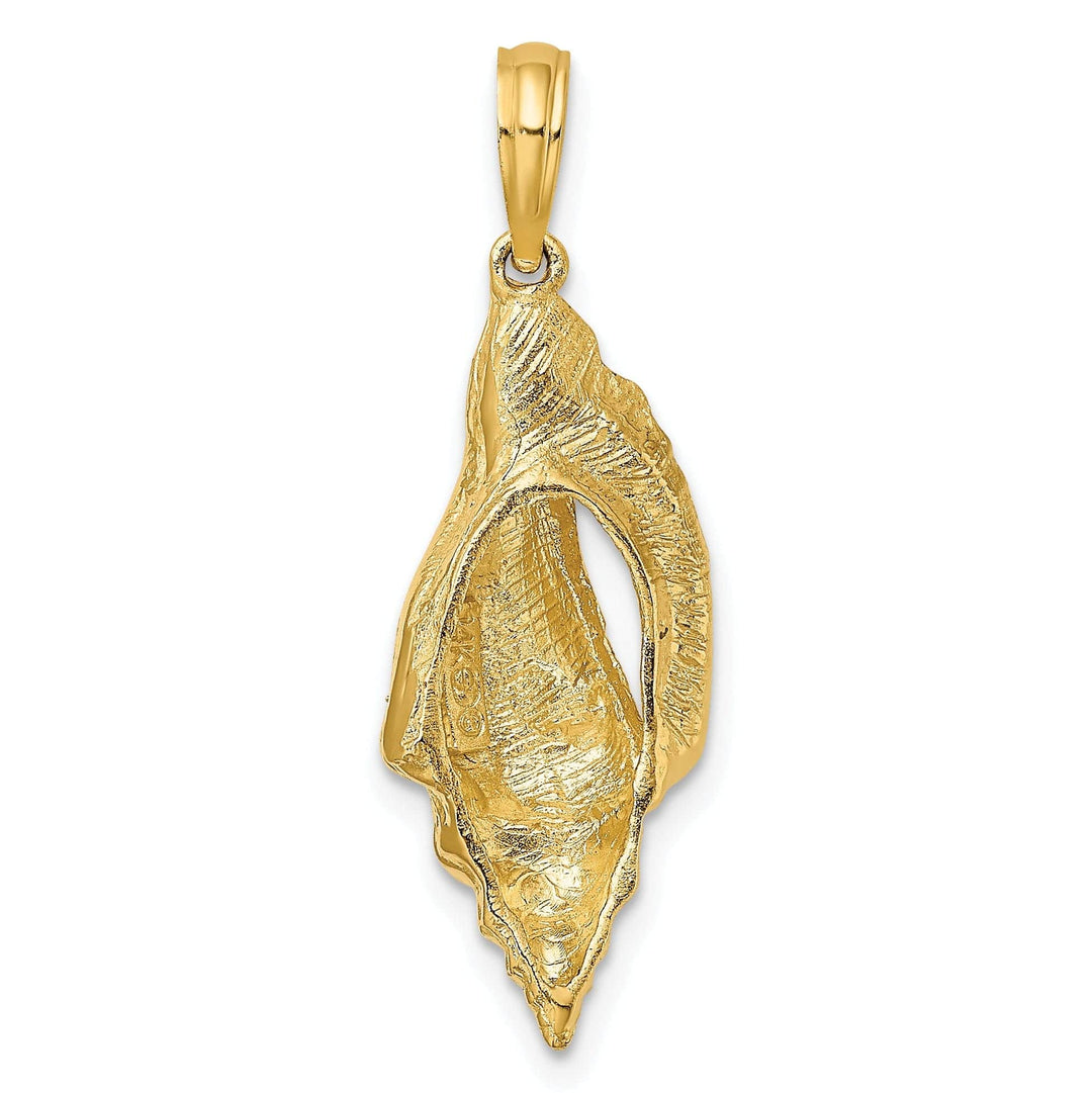Lovely Rita's Pendants & Charms 14K Yellow Gold Solid Textured Polished Finish Elongated Shell Charm Pendant