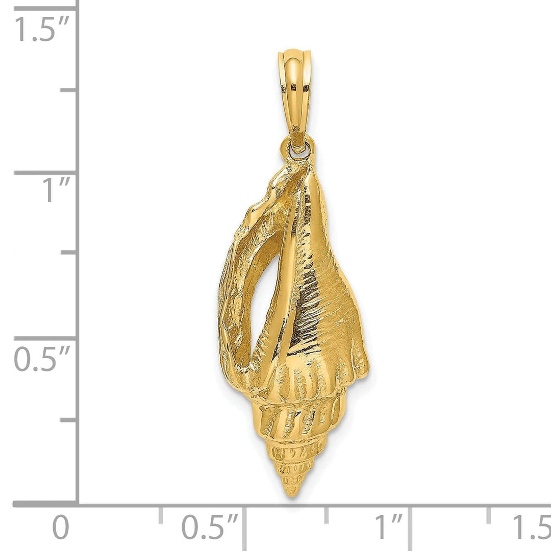 Lovely Rita's Pendants & Charms 14K Yellow Gold Solid Textured Polished Finish Elongated Shell Charm Pendant