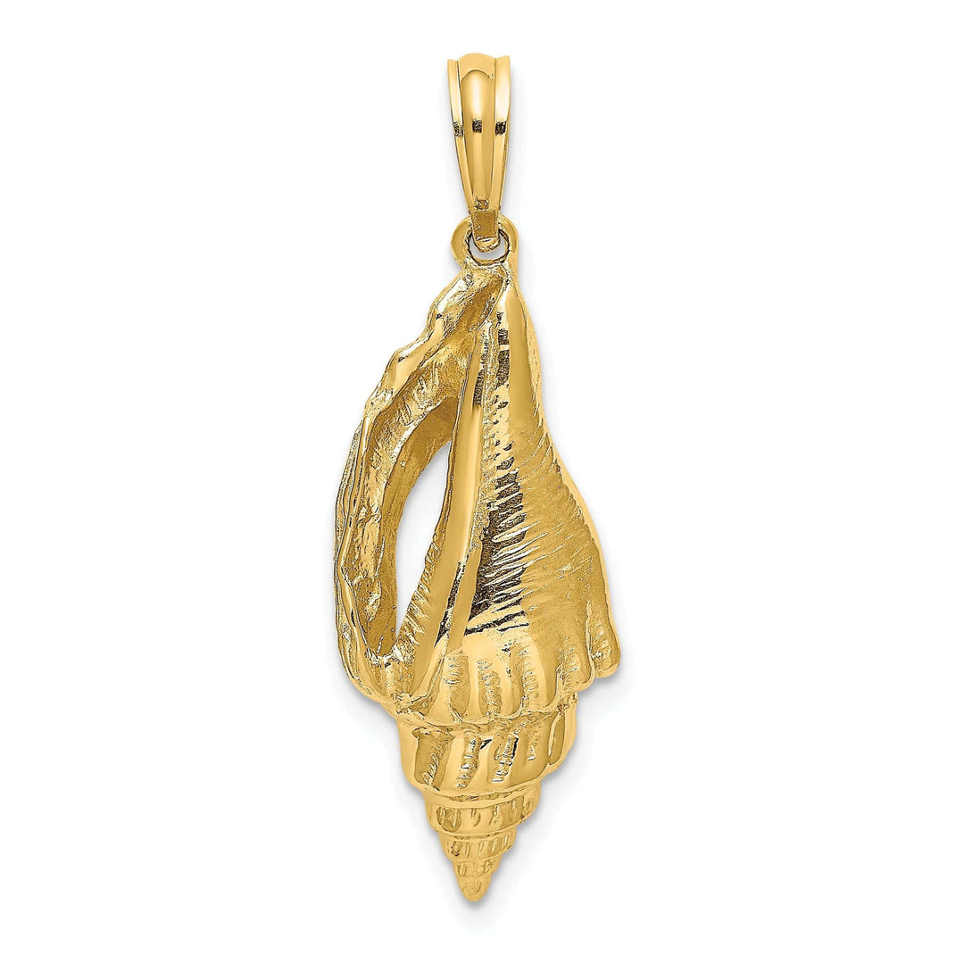 Lovely Rita's Pendants & Charms 14K Yellow Gold Solid Textured Polished Finish Elongated Shell Charm Pendant