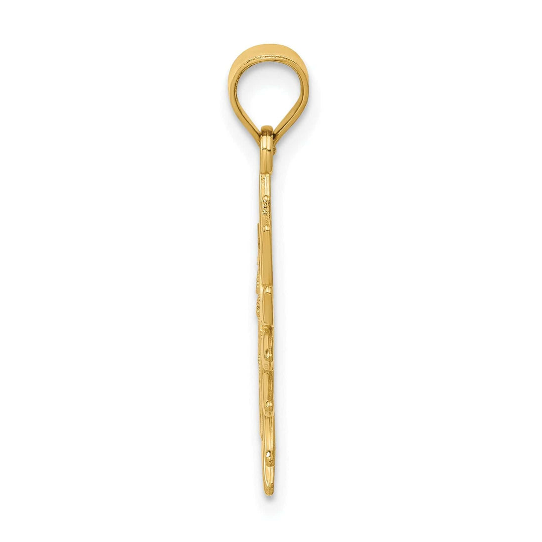 Lovely Rita's Pendants & Charms 14k Yellow Gold Solid Textured Polished Finish Filigree Sun Design Charm Pendant