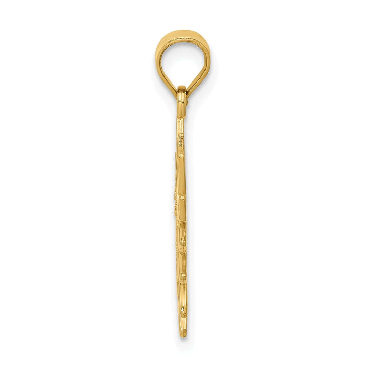 Lovely Rita's Pendants & Charms 14k Yellow Gold Solid Textured Polished Finish Filigree Sun Design Charm Pendant