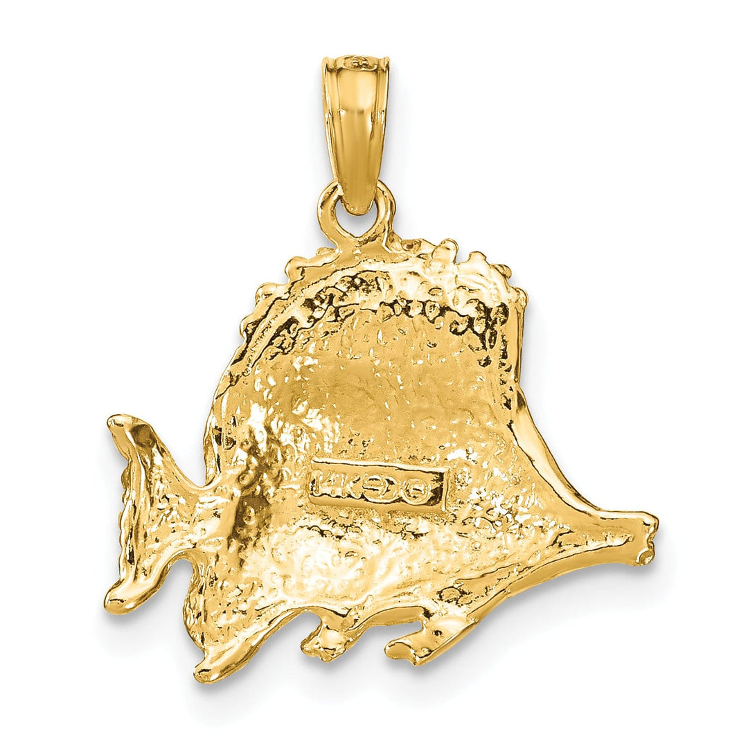 Lovely Rita's Pendants & Charms 14K Yellow Gold Solid Textured Polished Finish Fish Design Charm Pendant