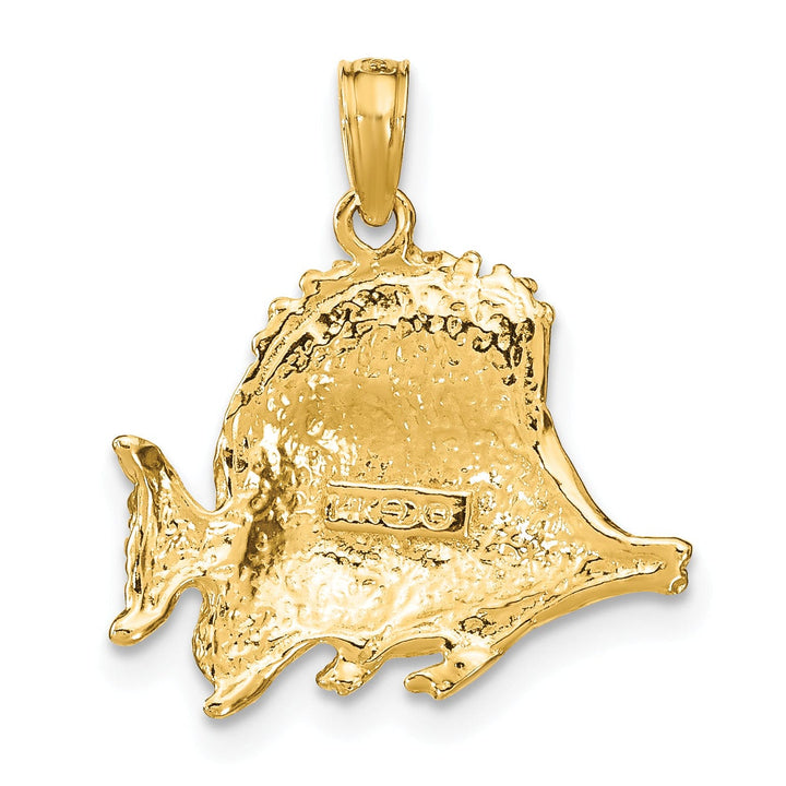 Lovely Rita's Pendants & Charms 14K Yellow Gold Solid Textured Polished Finish Fish Design Charm Pendant