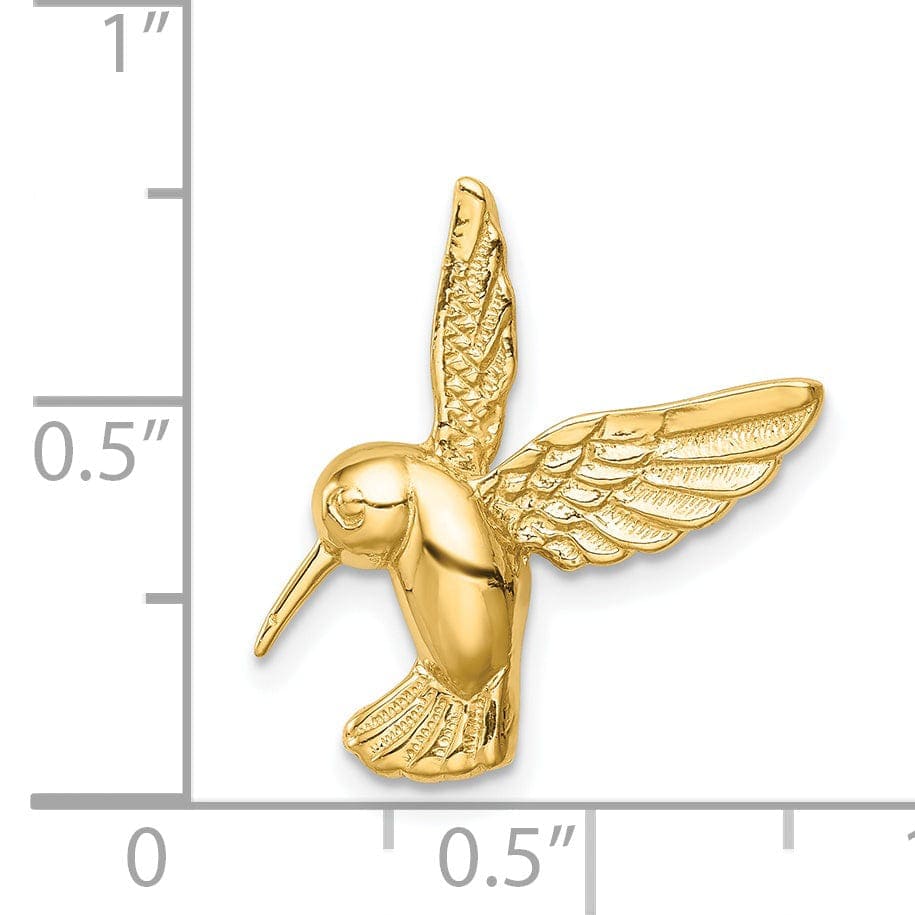 Lovely Rita's Pendants & Charms 14K Yellow Gold Solid Textured Polished Finish Flying Hummingbird Design Chain Slide Pendant