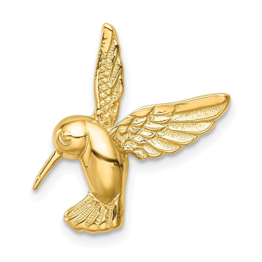 Lovely Rita's Pendants & Charms 14K Yellow Gold Solid Textured Polished Finish Flying Hummingbird Design Chain Slide Pendant