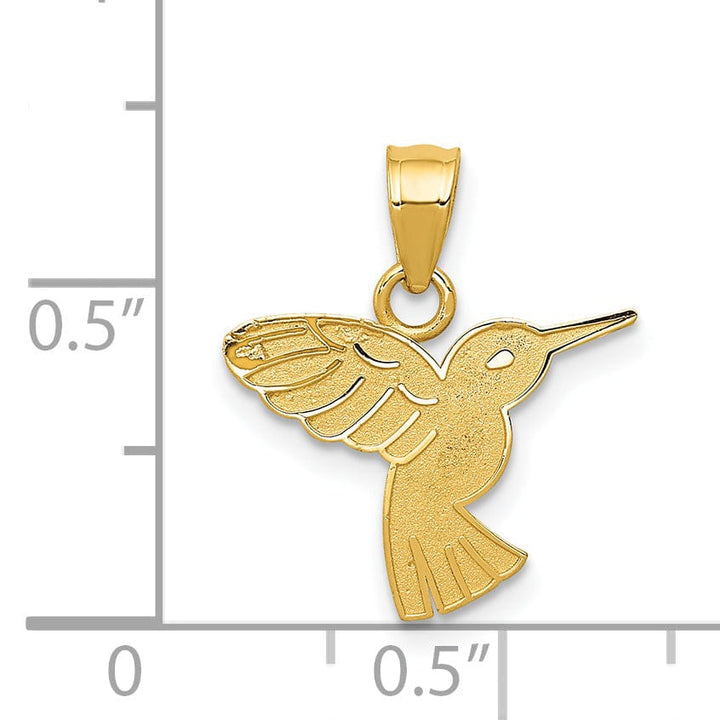 Lovely Rita's Pendants & Charms 14k Yellow Gold Solid Textured Polished Finish Flying Hummingbird Design Charm Pendant