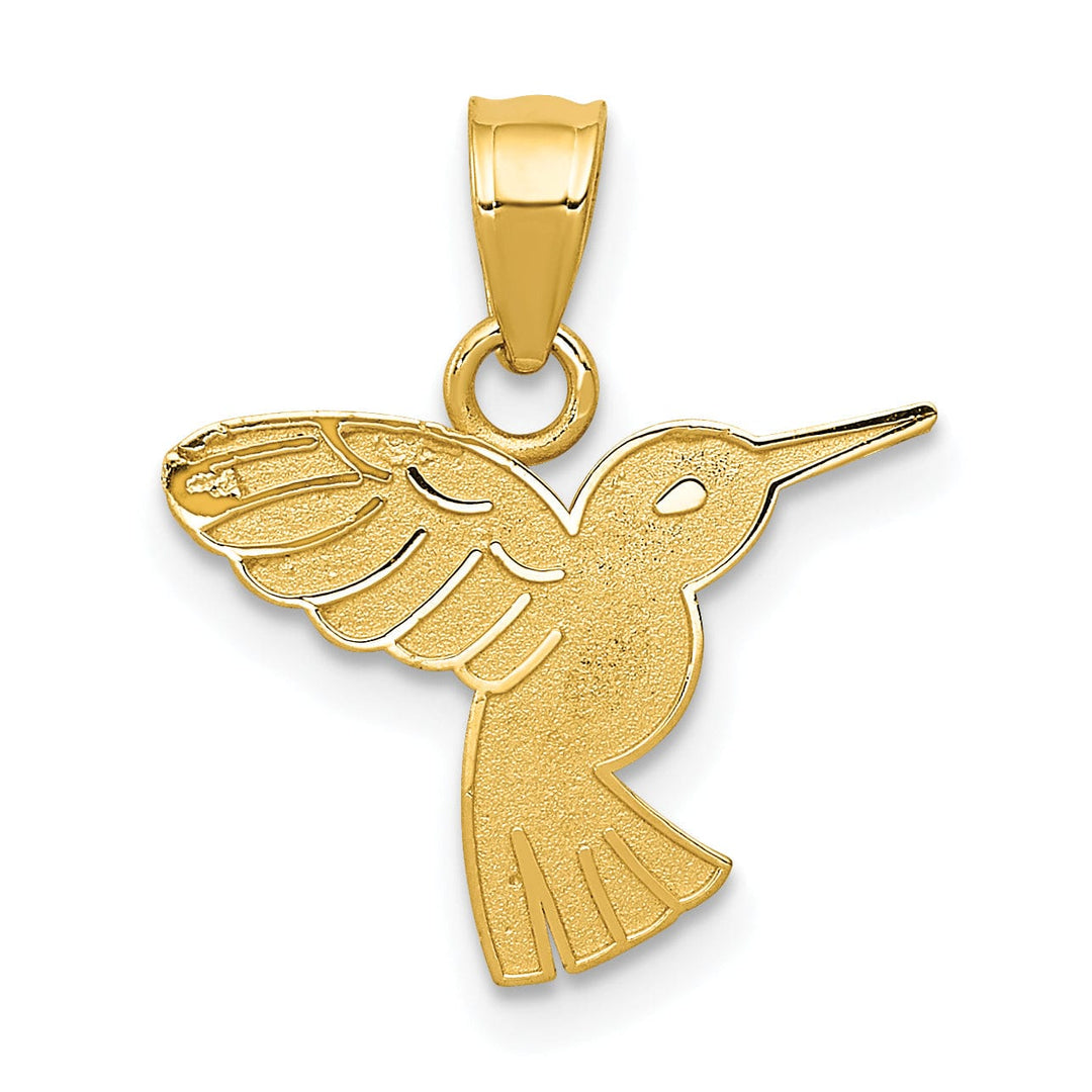 Lovely Rita's Pendants & Charms 14k Yellow Gold Solid Textured Polished Finish Flying Hummingbird Design Charm Pendant